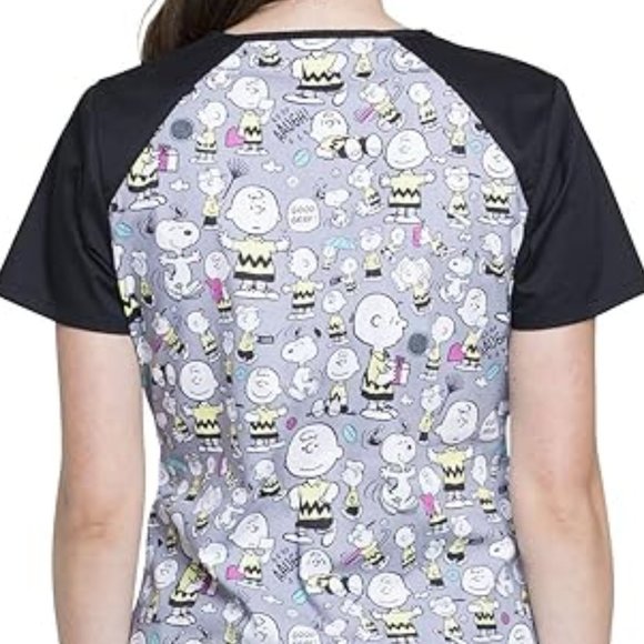 NWT TOONIFORMS Peanuts/Charlie Brown and Snoopy scrub top. XL - Picture 7 of 9